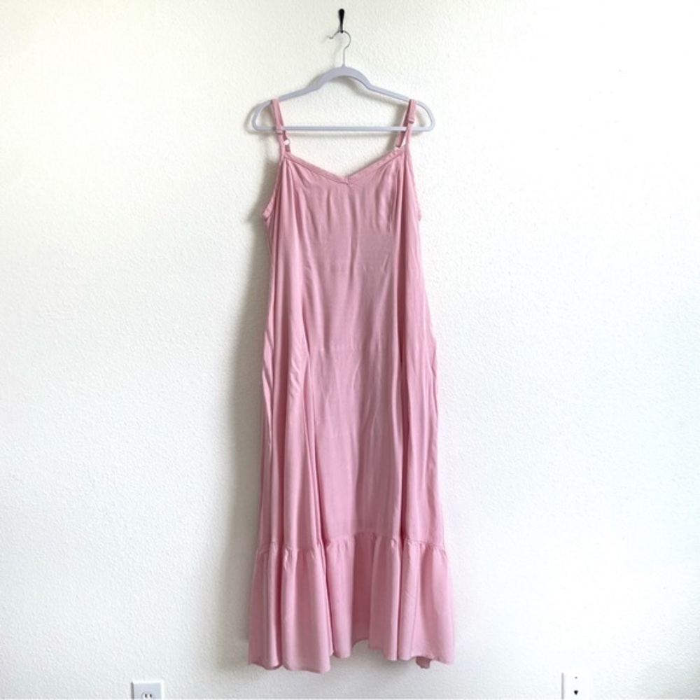 Torrid Gauze Tiered Maxi Dress Women’s Sz 0 Blush Pink Pockets Long Ruffle Dress